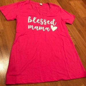 Elly and Grace blessed mama T-shirt in raspberry